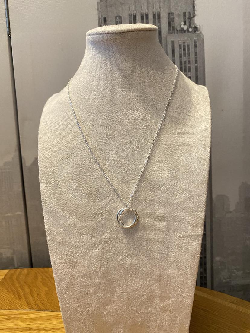 Sister Ring Pendant On Chain - Silver Coloured