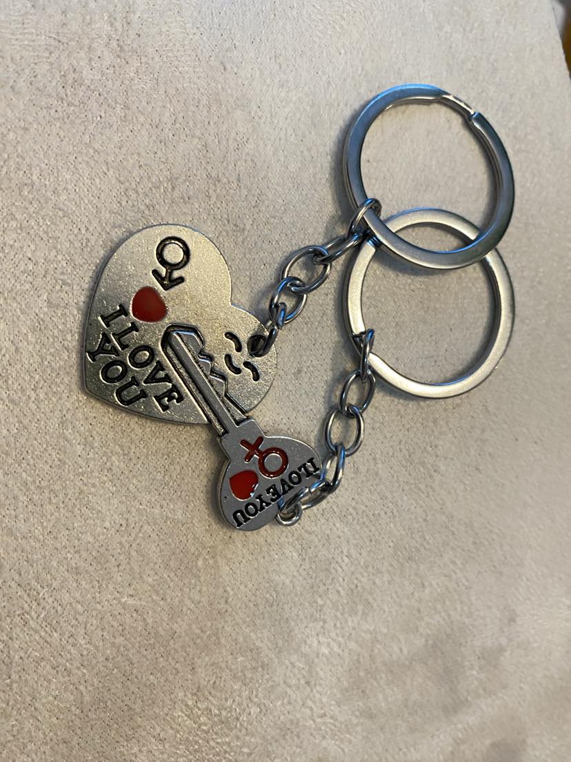 I Love You His and Hers Keyrings Heart And Key