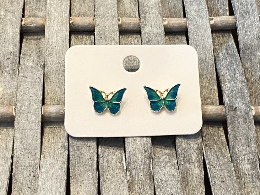 Striking Green Coloured Butterfly Stud Type Earrings