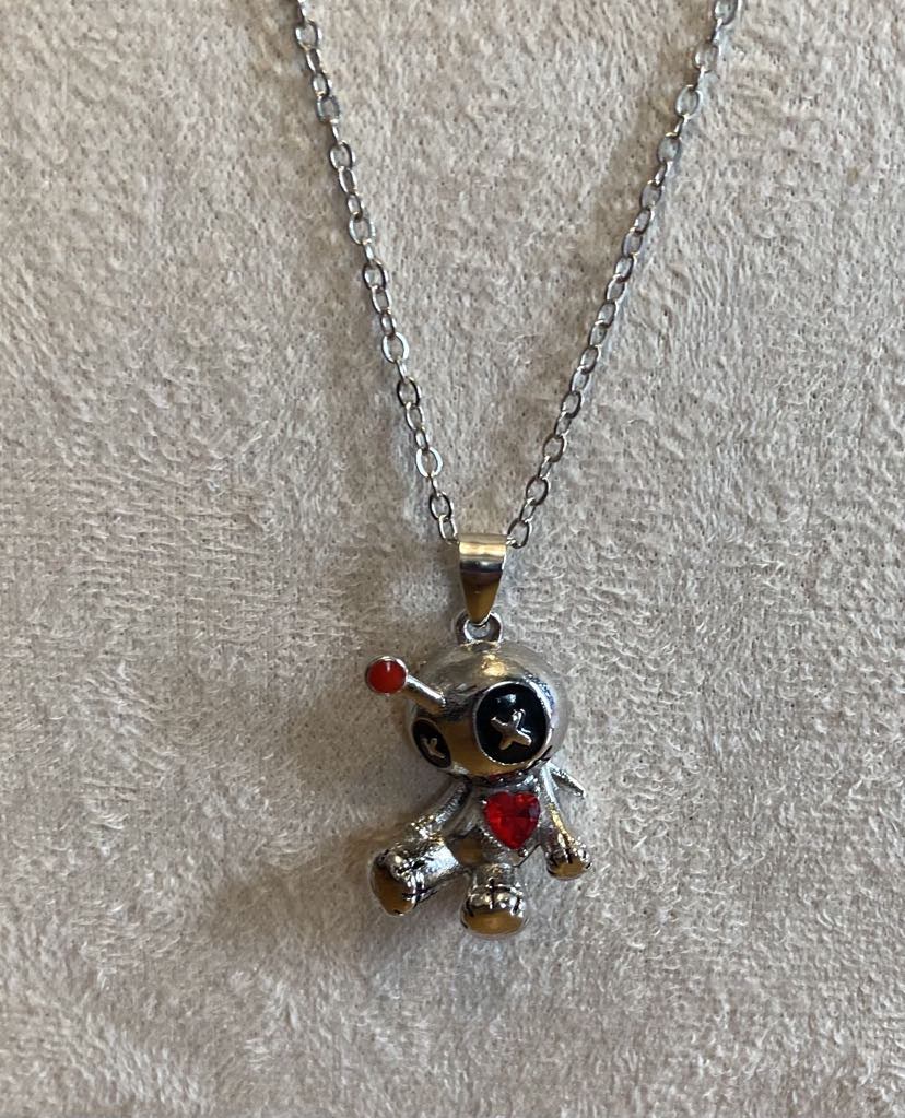 Silver Coloured Voodoo Doll Inspired Necklace