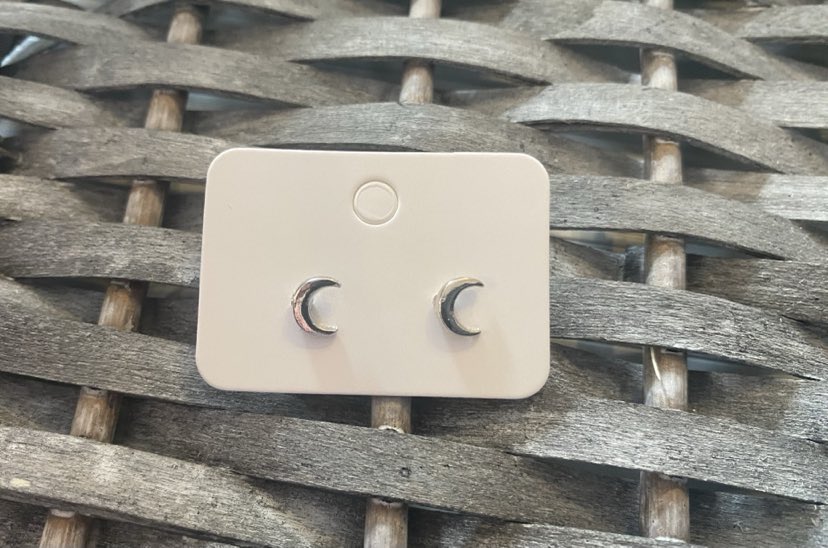 Silver Coloured Crescent Moon Studs
