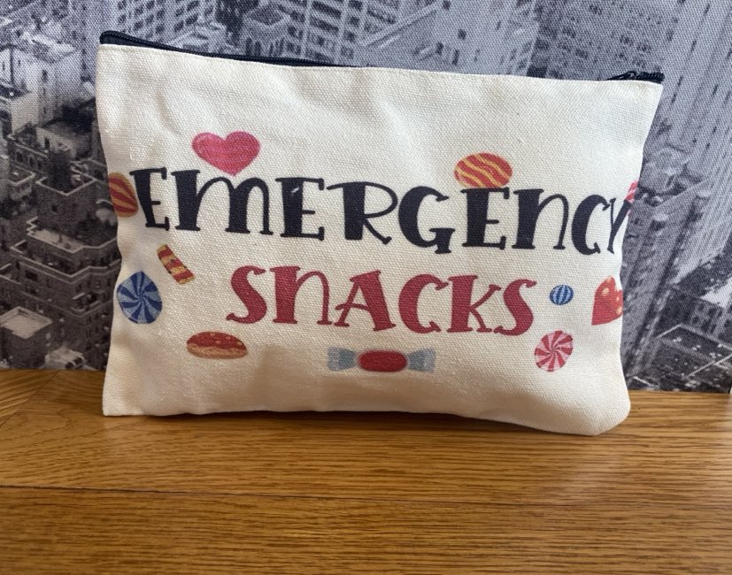 Lightweight 'Emergency Snacks' Zipper Pouch