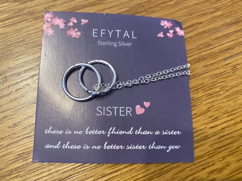 Sister Ring Pendant On Chain - Silver Coloured