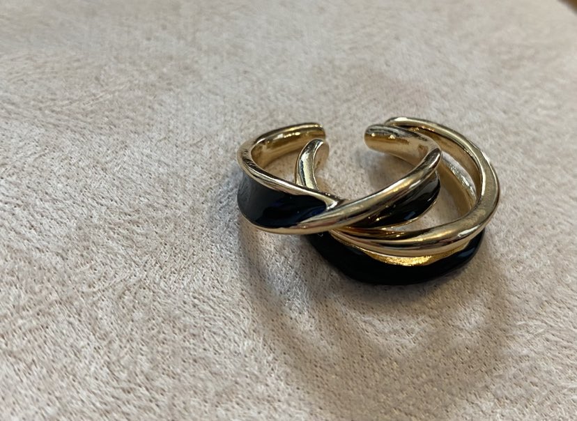 Zinc Alloy Stacking Rings In Black And Gold