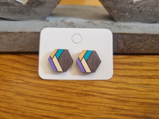 Hexagon Shaped Geometric Style Coloured Resin Studs