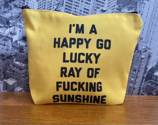 Happy Go Lucky Yellow Cosmetic Bag
