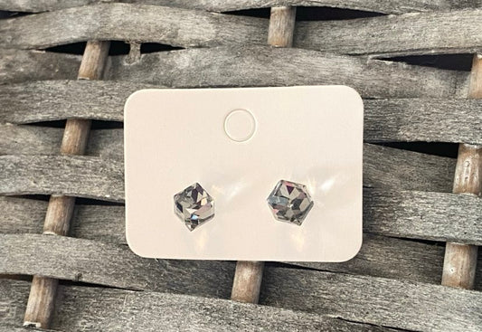 Sparkly Cube Design Studs