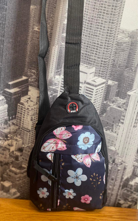 Floral And Butterfly Design Crossbody Bag