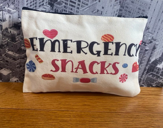 Lightweight 'Emergency Snacks' Zipper Pouch