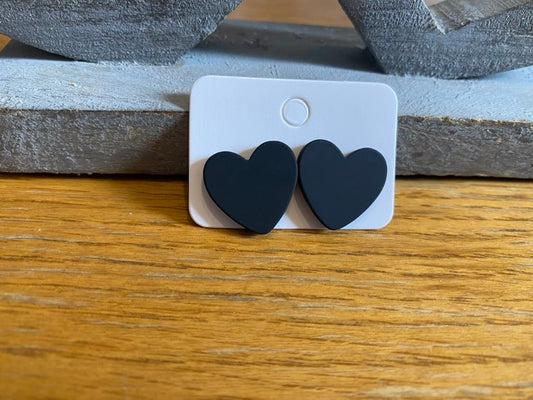 Black Heart Shaped Resin Studs