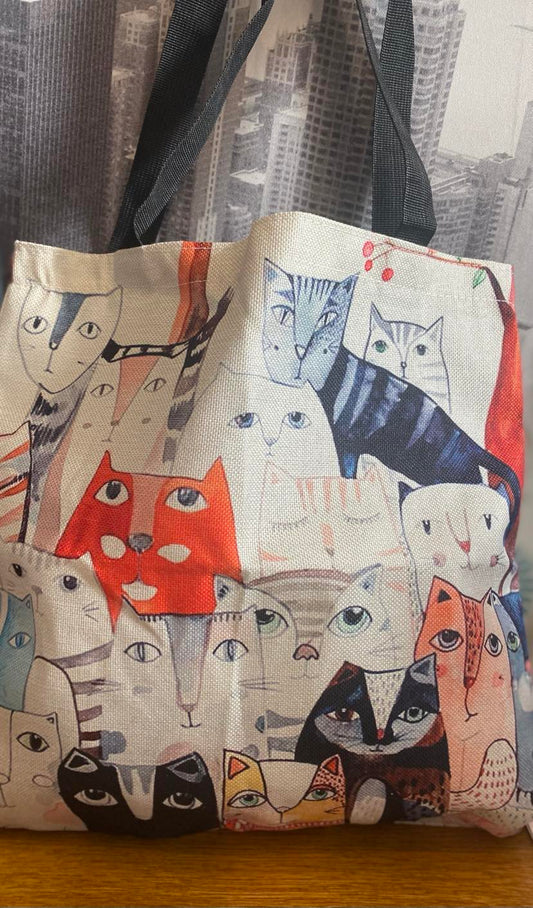Modern cat design shopper bag