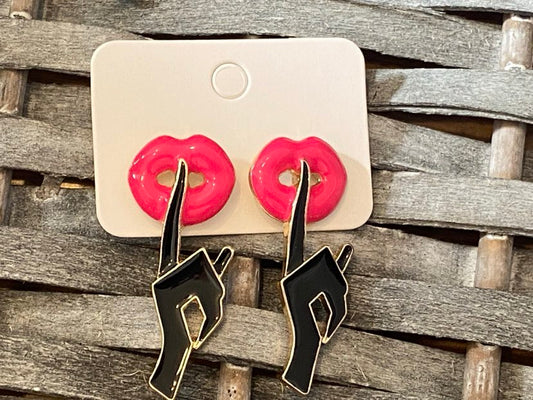 Shh Pink Lip Earrings